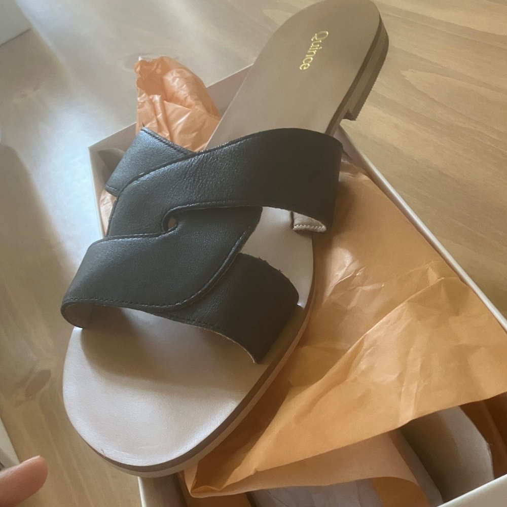 Quince Black Leather Sandals
